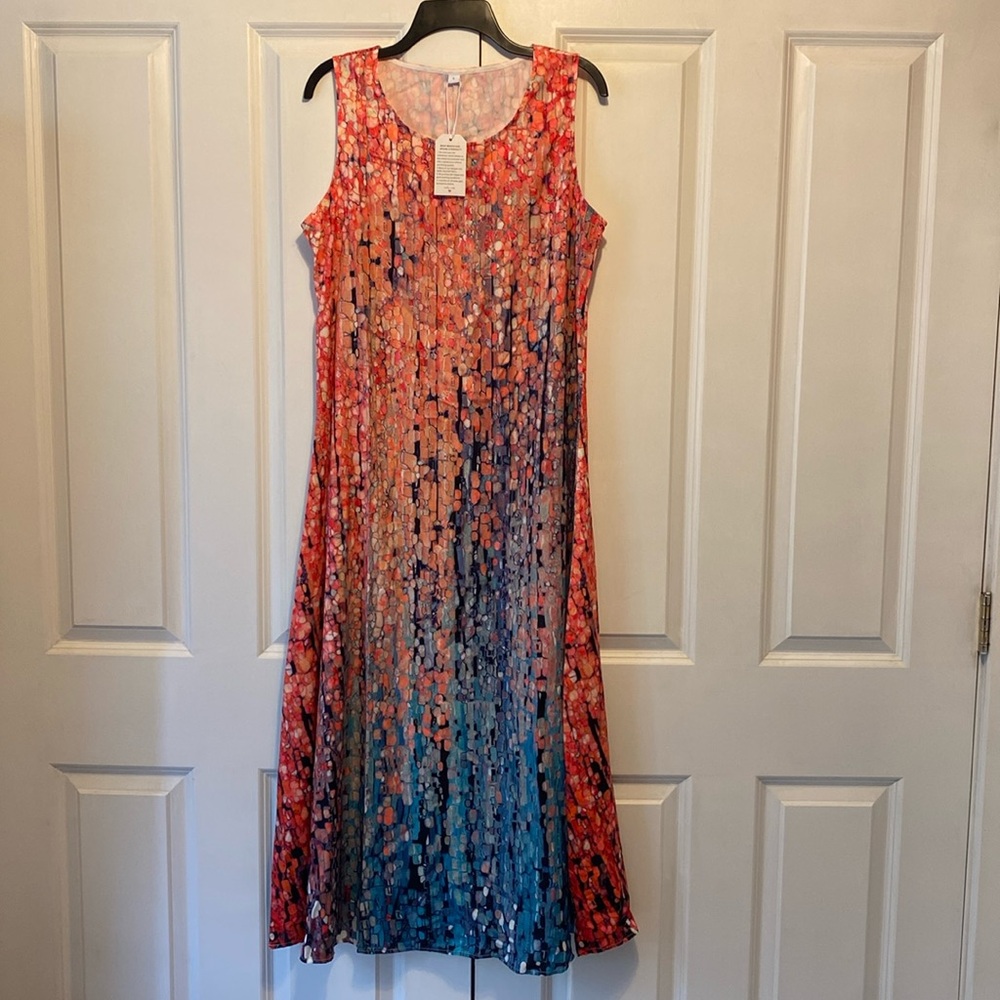 Sleeveless Ombre Mosaic Midi Dress